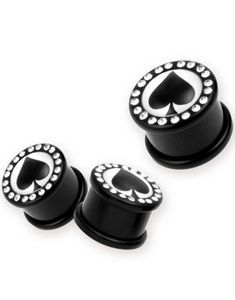 Spar Rammet Inn med Klare Stener - Svart Piercing Plugg