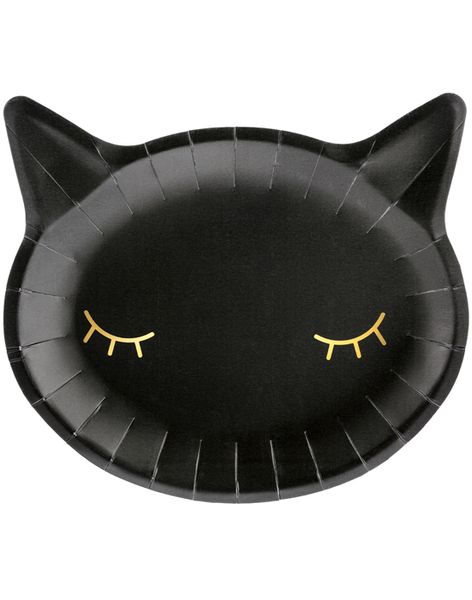 6 stk Svart Katt Papptallerkener 22x20 cm