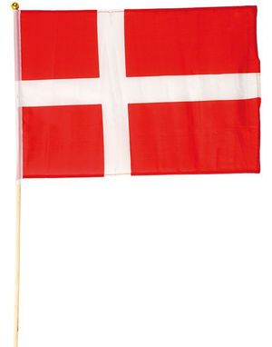 Danske Flagg på Pinne 40x30 cm