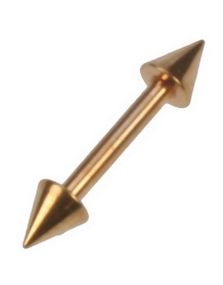 Rett Gullfarget Øyenbrynspiercing med Spike Kuler - 1,2 x 8 mm
