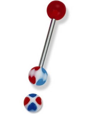 Red & Blue Hearts - Tungepiercing