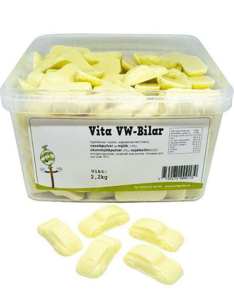2,2 kg Hvit Sjokoladebiler - Hvit sjokolade formet som Biler