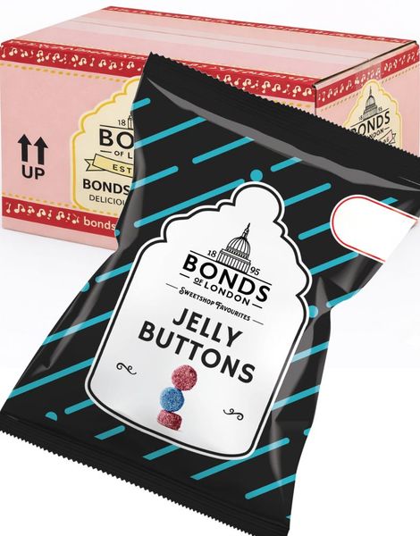 12 stk Jelly Buttons - Bonds of London - Hel Eske 1,26 kg (UK)