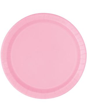 16 stk Lys Rosa Papptallerkener 22 cm