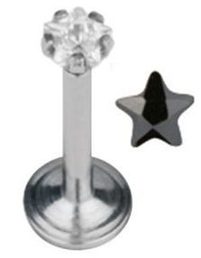 Labrett Piercing med Stjerneformet Svart Sten