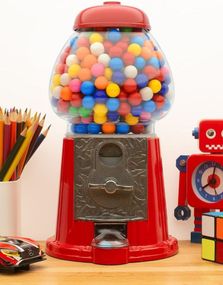 Stor Retro Tyggegummi/Godteri Dispenser i Metall og Glass 28 cm