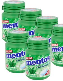 6 stk Mentos Sugarfree Spearmint Gum - Sukkerfri Tyggegummi med Spearmintsmak - Hel Eske 