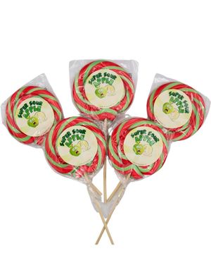30 stk Super Sour Apple Lollipops - Kjærligheter på Pinne med Kjempesur Eplesmak 2,25 kg