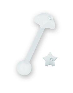 Star With Stone White - Tungepiercing