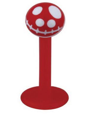 Labret with Jack Skellington Head - Rød/Hvit - Strl 1,2x8x4mm