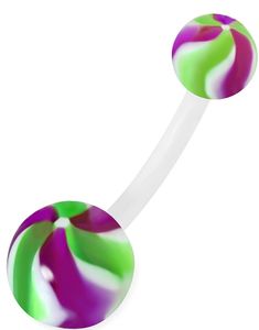 Candy Flower - Navlepiercing i Hvit, Lilla og Grønn