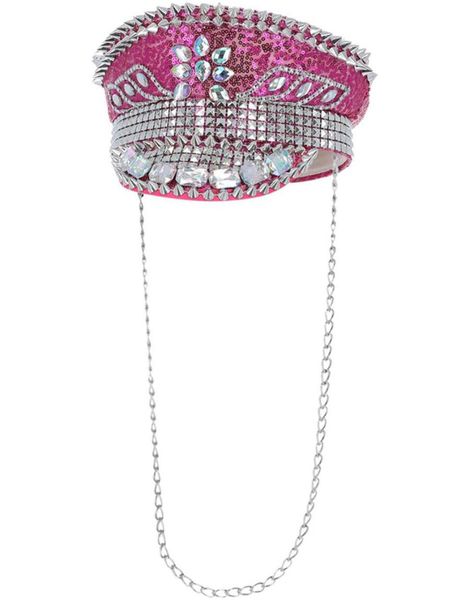 Rosa Og Sølvfarget Festival Caps med Spikes og Steiner