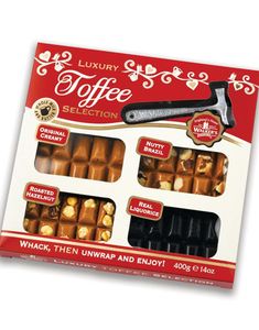 Walkers Toffee Selection - Gavepakke med Fire Forskjellige Karameller og Metallhammer