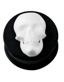 Smiling White Skull - Svart Piercing Plugg