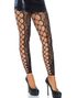 Svart Crotchless Nettingsstrømpebukser med Leopard Motiv