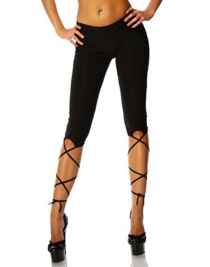 Svart Leggings med Snøringer