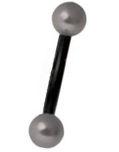 Svart Banan Øyenbrynspiercing med Grå Perler- 1.2 x 8 mm