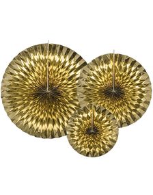3 stk Gullfarget Papirrosetter