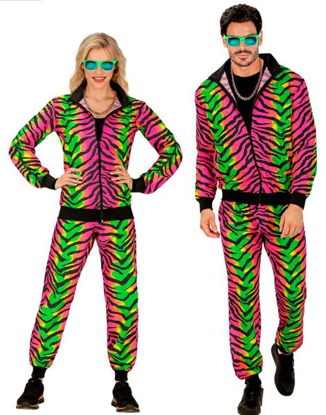 UV Glow Neonfarget Grilldress til Voksen med Striper