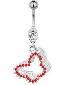 Sparkling Butterfly Belly Piercing - Red