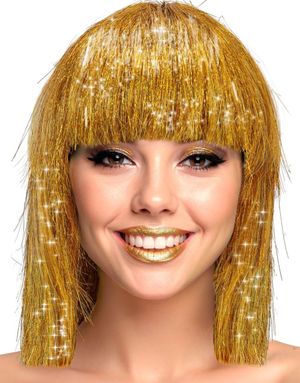 Gold Glitzy - Parykk med Glitter