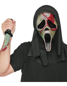 Glitrende Lisensiert Blodig Skrik Maske med Kniv