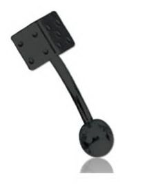 Svart Øyenbrynspiercing med Terning - 1.2 x 8 mm med 5 mm Kule