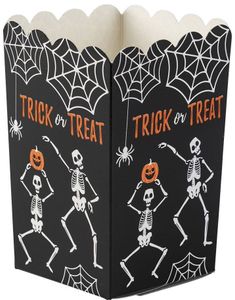8 stk Popcornbeger med Skjelett - Trick or Treat
