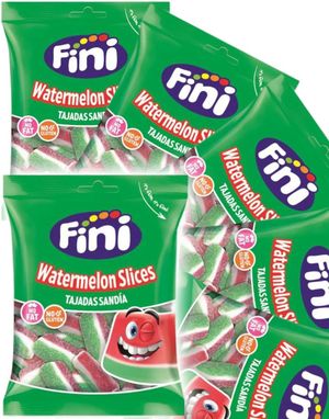 12 stk Fini Sour Watermelon Slices - Sur Vannmelon Vingummi - Hel Eske 0,9 kg