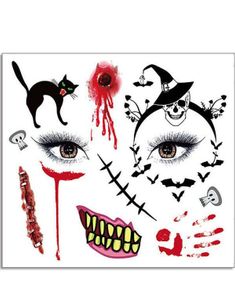 Ark med Forskjellige Halloween Tatoveringer (Fake Tattoo)
