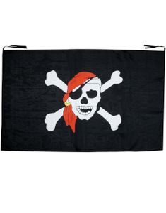 Stort Svart Pirat Flagg m/Hodeskalle - 130x80 cm