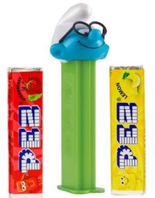 Brillemurfen Pez-Holder med 2 stk Pez Pakker