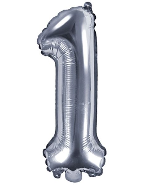 Tallet 1 - Sølvfarget 35 cm Folieballong