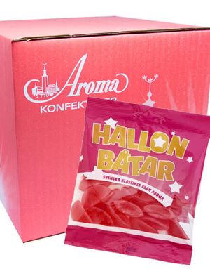 20 Poser Hallon Båtar / Bringebær-Båter - Hel Eske