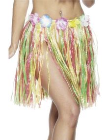 Flerfarget Hulaskjørt med Blomsterkant - Hawaii-Skjørt