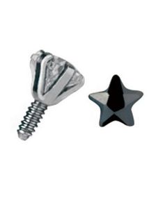 Dermal Anchor Kule med Stjerneformet Svart Sten - Strl 3 mm kule med 1,2 mm gjenger