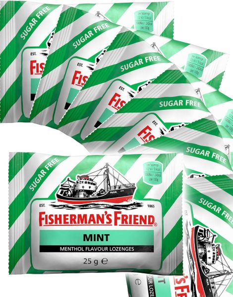 24 stk Sukkerfri Fisherman's Friend med Smak av Mint 25 g - Hel Eske