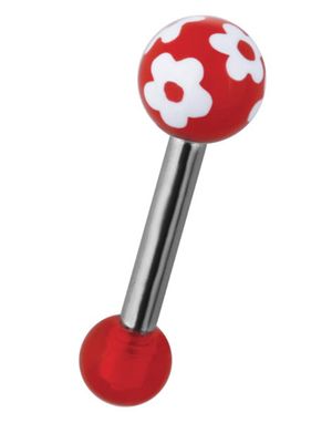 Tragus/Helix with Blossom - Red/White