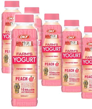 20 stk OKF Farm's Yogurt peach - Drikkeyoghurt med Ferskensmak - Hel Eske 20x350 ml (Korea)