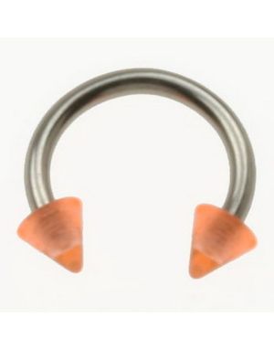 Rund Øyenbrynspiercing med Orange Spike Kuler - 1.2 x 8 mm