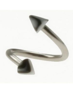 Curve Øyenbrynspiercing med Hvite og Svarte Spikes - 1.2 x 8 mm