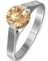 Sølvfarget Stålring med 7 mm Topaz CZ Sten