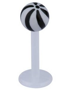 Candy Stripes Labret - Hvit/Svart - Strl 1,2x8x4mm