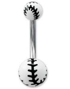 Tøff Navlepiercing med Baseball Kuler