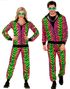 UV Glow Neonfarget Grilldress til Voksen med Striper - L