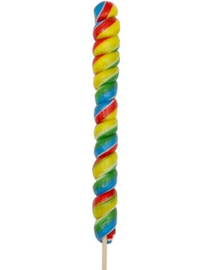 Candy Realms Giant Rainbow Twist Pop - Regnbuefarget Lang Spiralformet Kjærlighet på Pinne 125 gram
