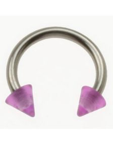 Rund Øyenbrynspiercing med Lilla Spike Kuler - 1.2 x 8 mm