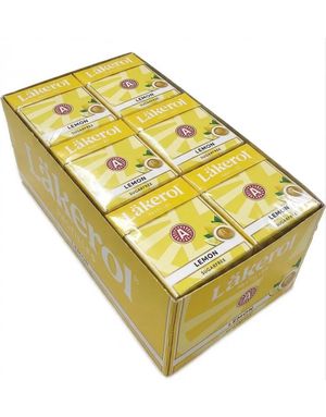 24 stk Läkerol Lemon Sugarfree / Sukkerfrie Pastiller med Sitronsmak - Hel Eske 600 gram