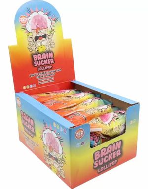 DATOVARE - 20 stk Zed Brain Sucker Stor Lollipop med Surt Pulver og Tyggegummi - Hel Eske