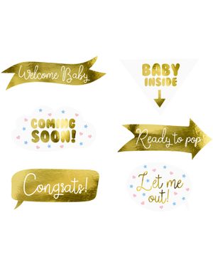 6 stk Babyshower Selfie- / Fotoeffekter - Gender Reveal